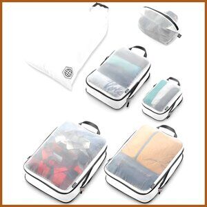 Large Compression Packing Cube Set with See Through Mesh Travel Organizers